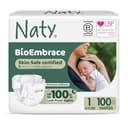 Naty BioEmbrace babyluiers | Gecertificeerd huidveilig | Tot 100% lekvrij | Plantaardige zachtheid | Chloorvrij | Maat 1 (2–5 kg), 100 stuks