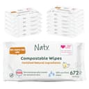 Eco by Naty ongeparfumeerde babydoekjes - 100% composteerbare en plantaardige doekjes, veilig voor de gevoelige babyhuid (12 x 56 | 672 stuks)